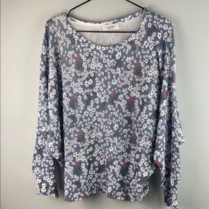 Luisa Ricci Blue Daisy-Print Crewneck Sweater Size M